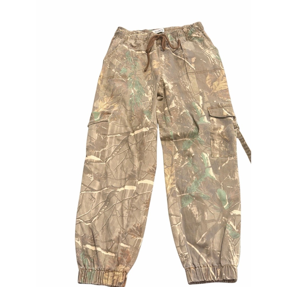 Telepatia Women's Camo Cargo Pants Elastic Drawstring Waist 9/29